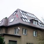 Dacharbeiten: Wohnhaus Leipzig Biberdeckung, mit Velux-Fenstern und Velux-Solarthermieelementen